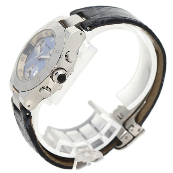 Cartier W1020013 Chronoscuff SM Watch Stainless Steel Leather Ladies - Picture 2 of 11